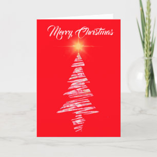 Cartes Pour Fêtes Annuelles Joyeux Noël, fond rouge avec arbre moderne