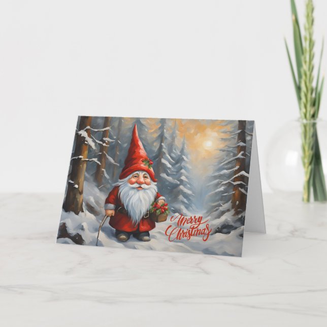 Cartes Pour Fêtes Annuelles Joyeux Noël Forest Gnome (Devant)