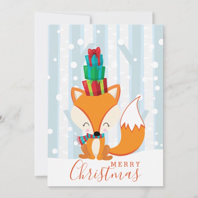Cartes Pour Fêtes Annuelles Joyeux Noël Fox présente Woodland Cartoon Fun (Devant)