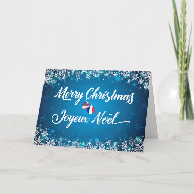 Cartes Pour Fêtes Annuelles Joyeux Noël Français Bilingue Card Joyeux Noel (Devant)