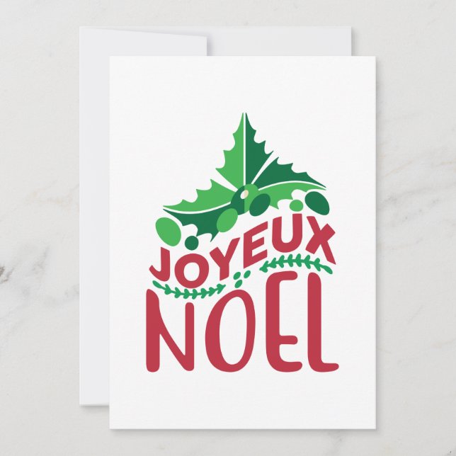 Cartes Pour Fêtes Annuelles Joyeux Noel Français Rouge Vert Personnalisé  (Devant)