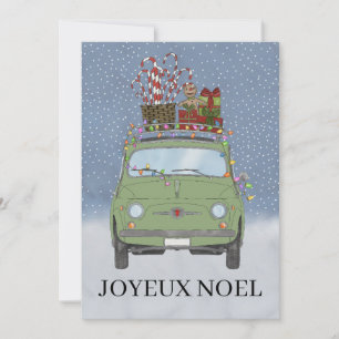 Cartes Pour Fêtes Annuelles Joyeux noël French Christmas Green Fiat 500