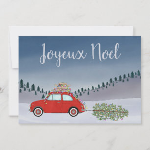 Cartes Pour Fêtes Annuelles Joyeux noël French Christmas Red Fiat 500