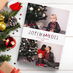 Cartes Pour Fêtes Annuelles Joyeux Noël French Cut Paper Effect Custom Photo