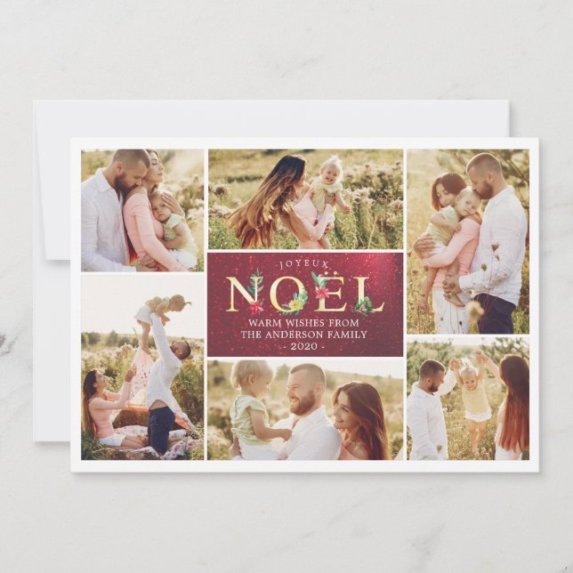 Cartes Pour Fêtes Annuelles Joyeux Noel French Modern Christmas Photos Collage (Devant)