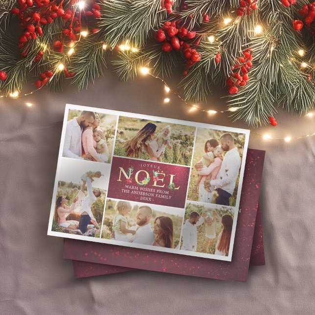 Cartes Pour Fêtes Annuelles Joyeux Noel French Modern Christmas Photos Collage (Créateur téléchargé)