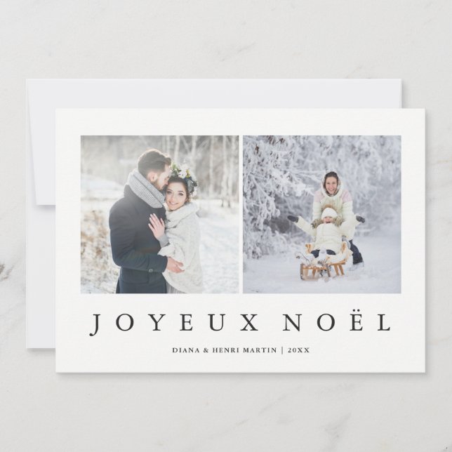 Cartes Pour Fêtes Annuelles Joyeux Noel  | French Modern Christmas Two Photo (Devant)