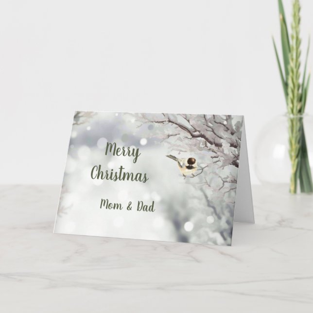 Cartes Pour Fêtes Annuelles Joyeux Noël Frost Oiseau Maman & Papa (Devant)