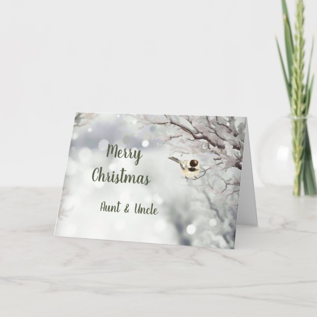 Cartes Pour Fêtes Annuelles Joyeux Noël Frost Oiseau Tante et oncle (Devant)