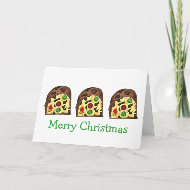 Cartes Pour Fêtes Annuelles Joyeux Noël Fruit Gâteau Fruitcake Slice Holiday (Devant)