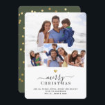Cartes Pour Fêtes Annuelles Joyeux Noël Fun Chic Gold Heart Photo Collage<br><div class="desc">Carte de vacances minimaliste en famille photo dans un script moderne typographie design lecture Joyeux Noël sous un coeur doré imprimé avec votre message personnalisé et vos photos préférées encadrées dans un collage photo amusant et joyeux. Apportez de la joie à vos proches avec ce papier à lettres mignon, simple,...</div>