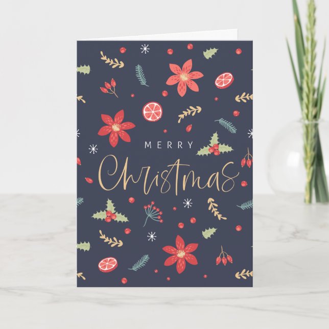 Cartes Pour Fêtes Annuelles Joyeux Noël Fun Floral (Devant)