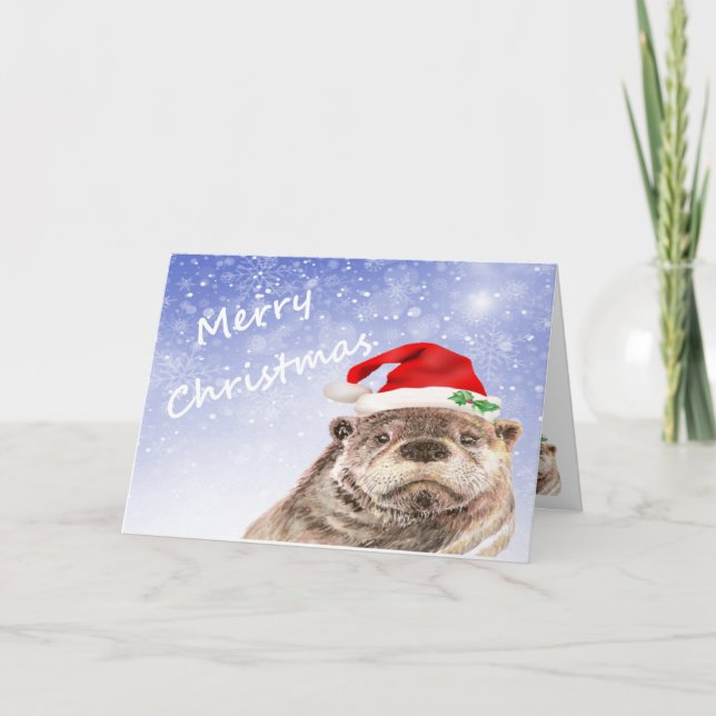 Cartes Pour Fêtes Annuelles Joyeux Noël Fun Otter Card (Devant)