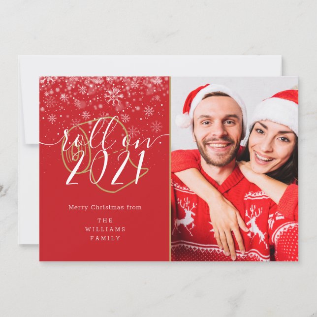 Cartes Pour Fêtes Annuelles Joyeux Noël Fun Roll On New Year Photo (Devant)