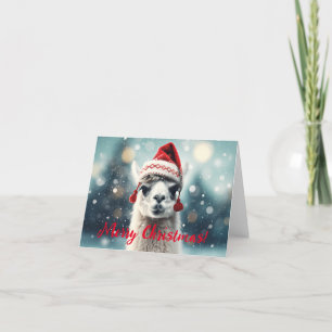 Cartes Pour Fêtes Annuelles Joyeux Noël Funky Mignonne Lllama Alpaca Santa Hat