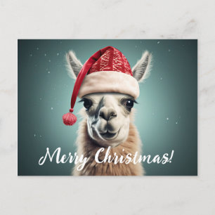 Cartes Pour Fêtes Annuelles Joyeux Noël Funky Mignonne Lllama Alpaca Santa Hat