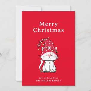 Cartes Pour Fêtes Annuelles Joyeux Noël Funny Mignonne Chat de Noël