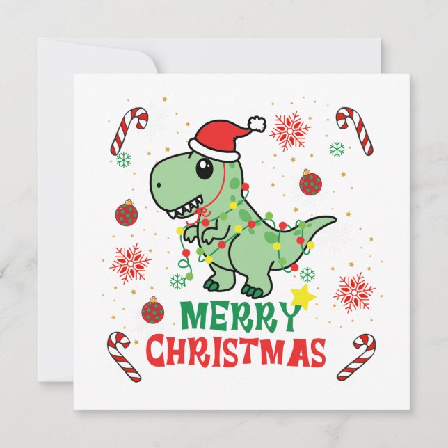 Cartes Pour Fêtes Annuelles Joyeux Noël Funny Père Noël Dinosaur (Devant)