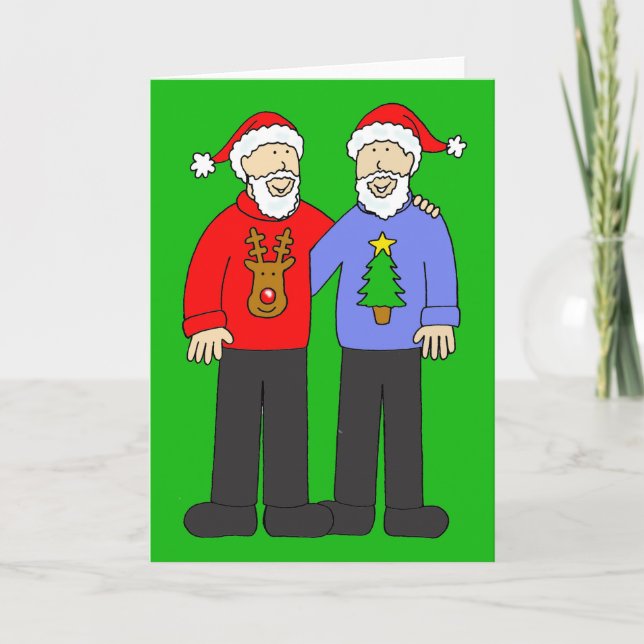 Cartes Pour Fêtes Annuelles Joyeux Noël Gay Hipster Couple (Devant)