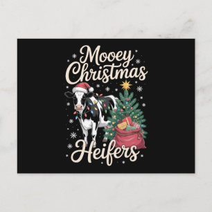 Cartes Pour Fêtes Annuelles Joyeux Noël Génisses Vache Chapeau Santa Arbre de