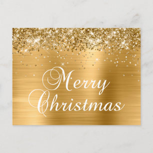 Cartes Pour Fêtes Annuelles Joyeux Noël Glittery Golden Foil