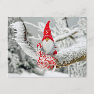Cartes Pour Fêtes Annuelles Joyeux Noël Gnome de la forêt avec des cadeaux