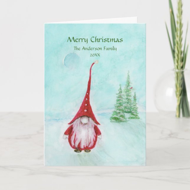 Cartes Pour Fêtes Annuelles Joyeux Noël Gnome Personnalisé (Devant)
