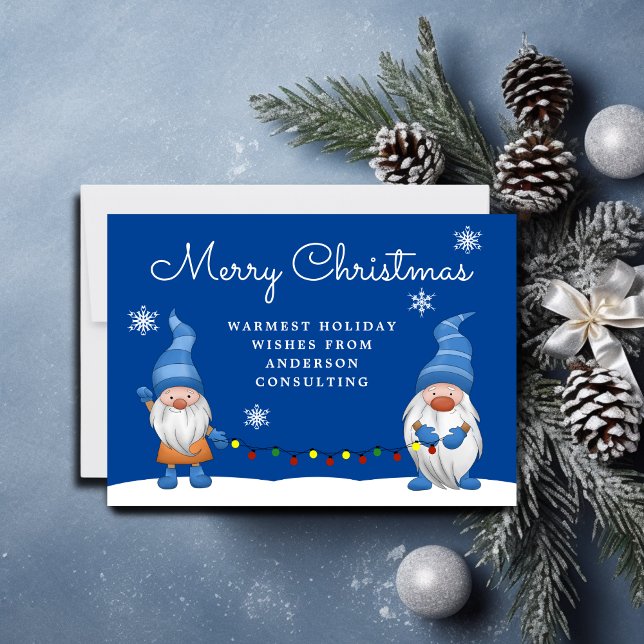 Cartes Pour Fêtes Annuelles Joyeux Noël Gnomes Business Blue Holiday Card (Créateur téléchargé)