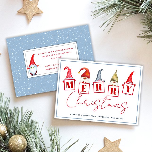 Cartes Pour Fêtes Annuelles Joyeux Noël Gnomes Entreprise personnalisée (Créateur téléchargé)