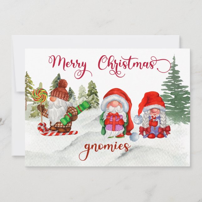 Cartes Pour Fêtes Annuelles Joyeux Noël Gnomes Vacances de gnome  (Devant)