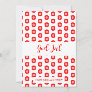 Cartes Pour Fêtes Annuelles Joyeux Noël God Jul motif scandinave rouge
