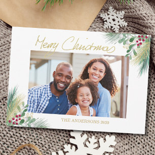 Cartes Pour Fêtes Annuelles Joyeux Noël Gold Berries Photo Noël