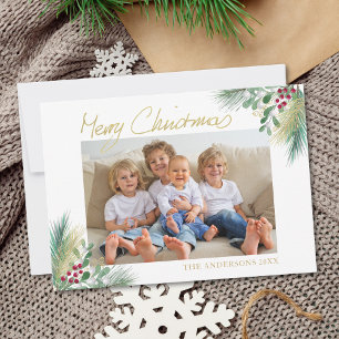 Cartes Pour Fêtes Annuelles Joyeux Noël Gold Berries Photo Noël
