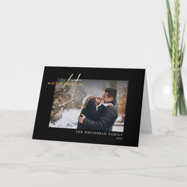 Cartes Pour Fêtes Annuelles Joyeux Noël Gold Black Mini Card (Devant)