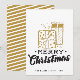 Cartes Pour Fêtes Annuelles Joyeux Noël Gold Black Présents Typographie