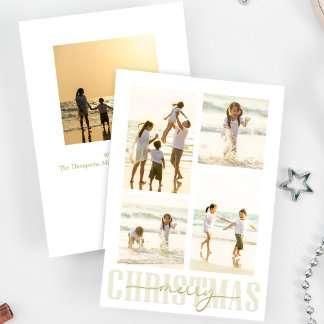 Cartes Pour Fêtes Annuelles Joyeux Noël Gold Calligraphie Elegant 5 Photo