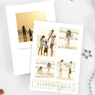 Cartes Pour Fêtes Annuelles Joyeux Noël Gold Calligraphie Photo personnalisée