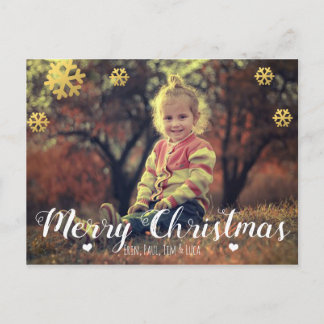 Cartes Pour Fêtes Annuelles Joyeux Noël Gold Crystal Snowflakes Photo