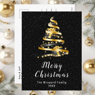 Cartes Pour Fêtes Annuelles Joyeux Noël Gold et Black Ribbon