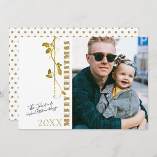 Cartes Pour Fêtes Annuelles Joyeux Noël Gold Foil Holly Photo simple