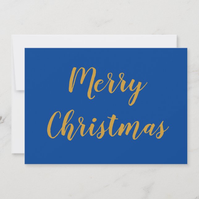 Cartes Pour Fêtes Annuelles Joyeux Noël Gold Script bleu (Devant)