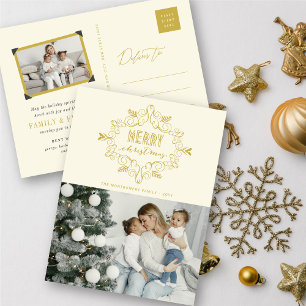 Cartes Pour Fêtes Annuelles Joyeux Noël Gold Vintage Deco Folio Photo