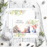 Cartes Pour Fêtes Annuelles Joyeux Noël Gold Winter Botanique Photo<br><div class="desc">Vous cherchez une carte de vacances unique qui se démarquera vraiment? Découvrez notre Joyeux Noël Gold Winter Greenery Botanical Photo Holiday Card! Cette belle carte présente trois de vos photos préférées, entourées de motifs festifs d'hiver rouge et vert. La typographie moderne complète le look, faisant de cette carte de vacances...</div>