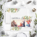 Cartes Pour Fêtes Annuelles Joyeux Noël Gold Winter Botanique Photo<br><div class="desc">Vous cherchez une carte de vacances unique qui se démarquera vraiment? Découvrez notre Joyeux Noël Gold Winter Greenery Botanical Photo Holiday Card! Cette belle carte présente trois de vos photos préférées, entourées de motifs festifs d'hiver rouge et vert. La calligraphie moderne complète le look, ce qui fait cette carte de...</div>