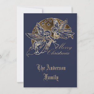 Cartes Pour Fêtes Annuelles Joyeux Noël Golden Angles Trumpet Typographie