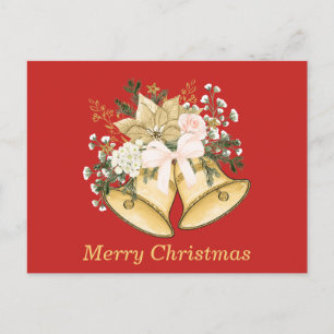 Cartes Pour Fêtes Annuelles Joyeux Noël Golden Bells Rose Floral