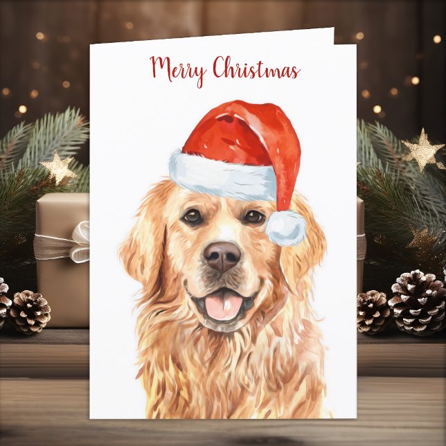 Cartes Pour Fêtes Annuelles Joyeux Noël Golden Retriever Chien chiot (Créateur téléchargé)