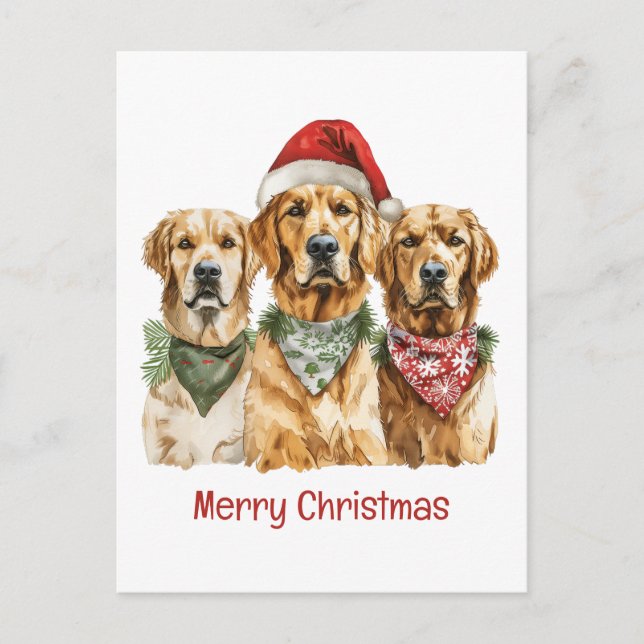 Cartes Pour Fêtes Annuelles Joyeux Noël Golden Retriever Dogs (Devant)