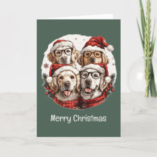 Cartes Pour Fêtes Annuelles Joyeux Noël Golden Retriever Dogs