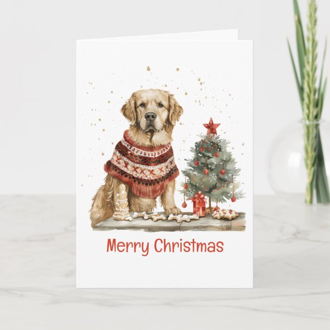 Cartes Pour Fêtes Annuelles Joyeux Noël Golden Retriever Dogs (Devant)